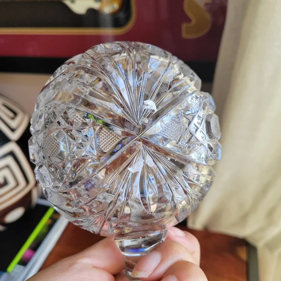 Vintage Crystal Creamer/Pitcher Flower Design American Brilliant Cut Heavy - Picture 2 of 9